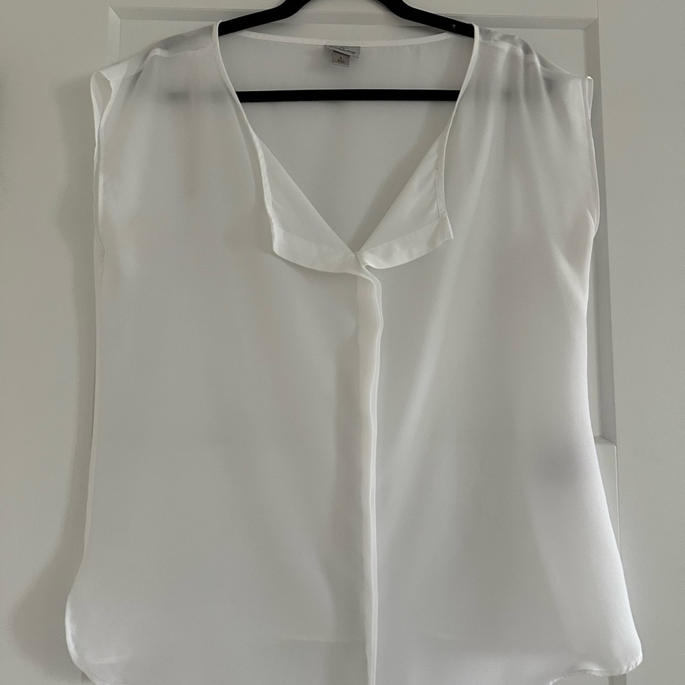 White V-Neck Sleeveless Blouse - Classic Women's Top